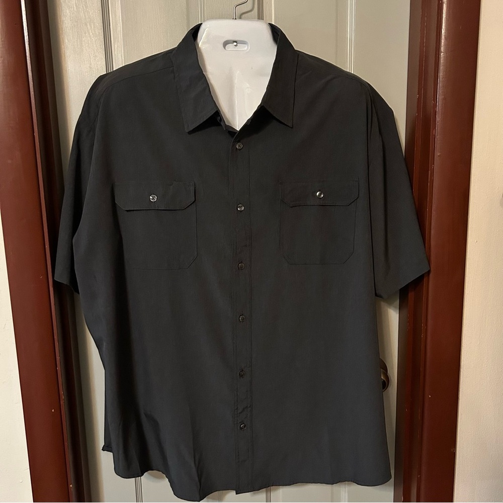 Kenneth Cole NY Slim Fit Button Down Short Sleeve Travel Lightweight Gray 4X